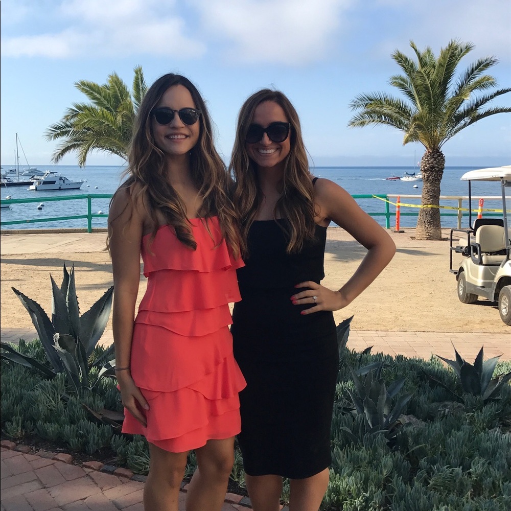 Bright Coral Strapless BCBG dress